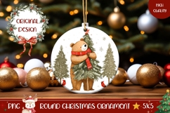Cartoon Christmas Bear Ornament, Winter Ornament Design Product Image 1