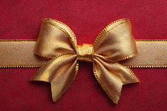 "Gold Gift Bow on Red Textured Paper - Luxury Christmas Wrap Product Image 1