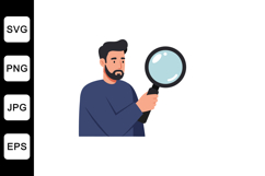 Character holding magnifying glass in flat design style vect Product Image 1