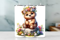 Bear Spring Tumbler Wrap Sublimation PNG Design Product Image 1