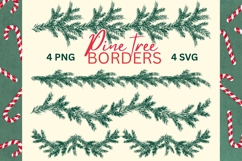 Pine Tree Christmas Borders, SVG, PNG Clipart Product Image 1