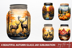 Beautiful Autumn Glass Jar Sublimation Product Image 1