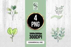 Green Botanical Leaf Illustration Clipart Sublimation PNG Product Image 1