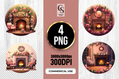Floral Fireplace Cozy Living Room Sublimation SVG PNG Product Image 1