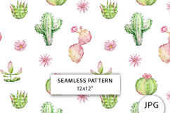 Watercolor Cactus Seamless Pattern Product Image 1