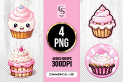 Pink Cupcake Sweet Treat Clipart Sublimation PNG Product Image 1