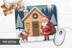 Santa and Reindeer by the Cabin Mouse Pad PNG Product Image 1