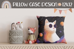 Cartoon Cat Pillow Case, Space Pillow Sublimation Product Image 1