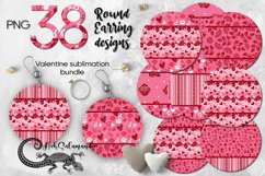 Valentine round earrings | 38 valentine Sublimation designs Product Image 1