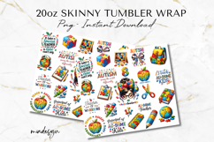 Autism Teacher 20 oz Tumbler Wrap PNG Sublimation Design Product Image 2