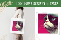 Cartoon Cat Tote Bag, Cartoon Animal Tote Bag Design Product Image 1