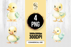 Cute Baby Duck Watercolor Clipart Sublimation PNG Product Image 1