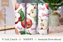 Red Apples Tumbler Wrap Design, Fruits Tumbler PNG Product Image 1