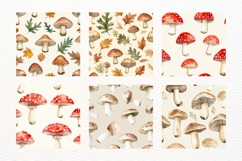 Watercolor Mushroom Seamless Pattern Autumn JPG Product Image 2