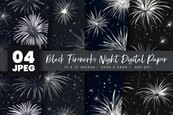 Black Fireworks Night Digital Paper Product Image 1