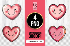 Cute Hand Drawn Smiling Heart Clipart Sublimation PNG Product Image 1