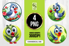 Cute Blue Bird Cartoon Clipart Sublimation PNG Product Image 1