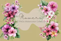 Hibiscus watercolor painting Hawaiian pink flowers Product Image 1