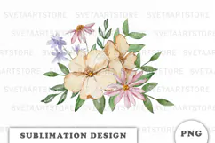 Watercolor Flowers Bouquet png Product Image 1