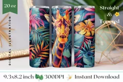 Giraffe Tumbler Wrap PNG, Giraffe Sublimation Tumbler Design Product Image 1