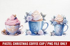 Pastel Christmas Coffee Cup Sublimation, Christmas Clipart Product Image 1