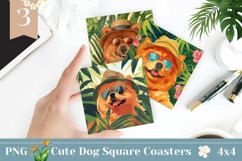 Summer Dog Square Coasters, Chow Chow Square Coasters PNG Product Image 1