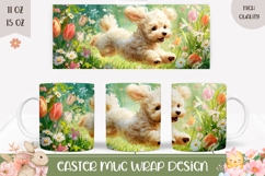 Funny Dog Mug Wrap, Cartoon Flowers Mug Template Product Image 1