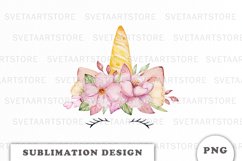 Watercolor cute unicorn sublimation png Product Image 1