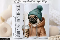 Cute Pug Coffee Tumbler Wrap|Sublimation PNG. Product Image 1
