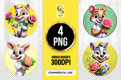 Cute Bunny Holding Rose Clipart Sublimation PNG Product Image 1