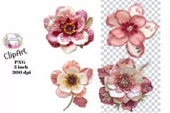 Sequin Flowers, Ephemera, PNG, watercolor, Clipart Product Image 1