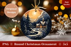 Winter House Ornament PNG, Winter Sublimation Designs Product Image 1
