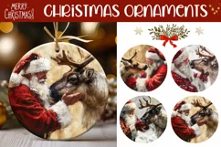 Santa Claus Round Ornaments, Christmas Deer Ornament Designs Product Image 1