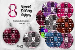 Funny Cats earring | Sublimation Round earring design bundle Product Image 1