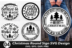 Christmas Round Sign SVG Design - Candy Cane Wishes and Product Image 1