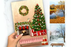 Landscape Clipart, Autumn Clipart, Winter Clipart, Christmas Product Image 1