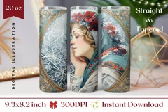 Art Christmas Tumbler Design, Winter Forest Tumbler Wrap Product Image 1
