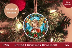 Stained Glass Christmas Angel Ornament, Christmas PNG Product Image 1