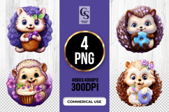 Cute hedgehog dessert clipart sublimation png Product Image 1