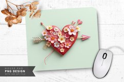 Heart and Arrow Floral Mouse Pad PNG Design Product Image 1