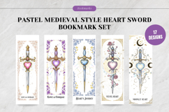 Pastel Heart Sword Bookmark Set | Medieval Fantasy Romance Product Image 1