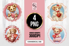 Vintage Teddy Bear With Heart Clipart Sublimati Product Image 1