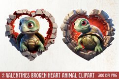 Valentine Broken Heart Animal Clipart, Valentines Couple Product Image 1