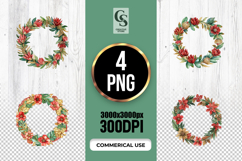 Watercolor Floral Wreath Frame Clipart Sublimation PNG Product Image 1