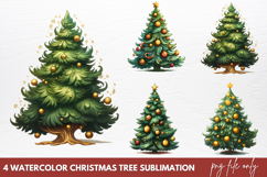 Watercolor Christmas Tree Sublimation Product Image 1