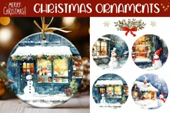Watercolor Christmas Ornaments, Watercolor Snowman Print Product Image 1