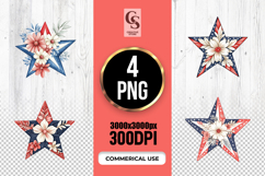 Patriotic Floral Star Clipart PNG Product Image 1