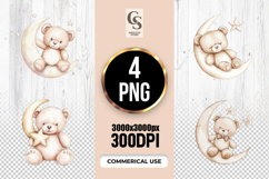Teddy Bear Moon Stars Clipart Sublimation PNG Product Image 1