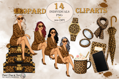 Leopard Fashion Girls Clipart PNG Bundle | 14 Chic Elements Product Image 1