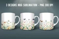 Wildflower Mug Sublimation PNG |Mug Wrap | Watercolor Flower Product Image 1